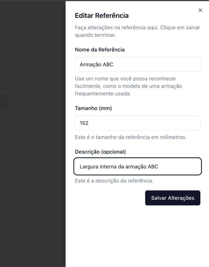 Optogrid - Editar referência