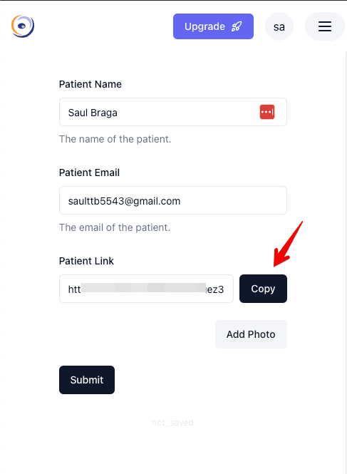 Copy the patient link for PD measurement