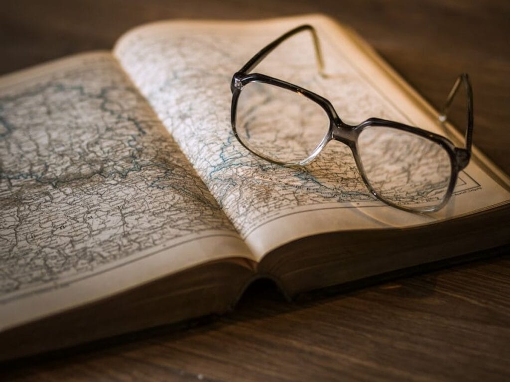 Glasses on book