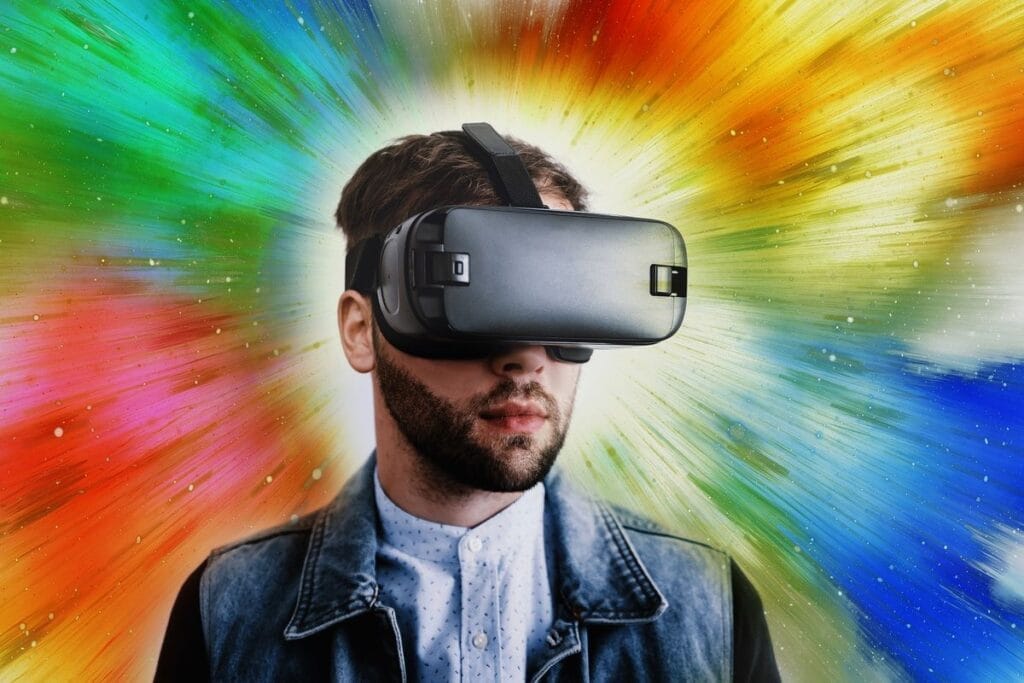vr device on a colorful background