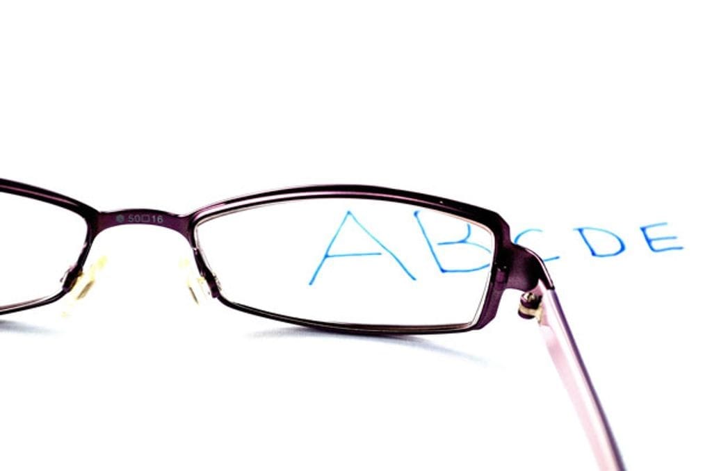 glasses on letters