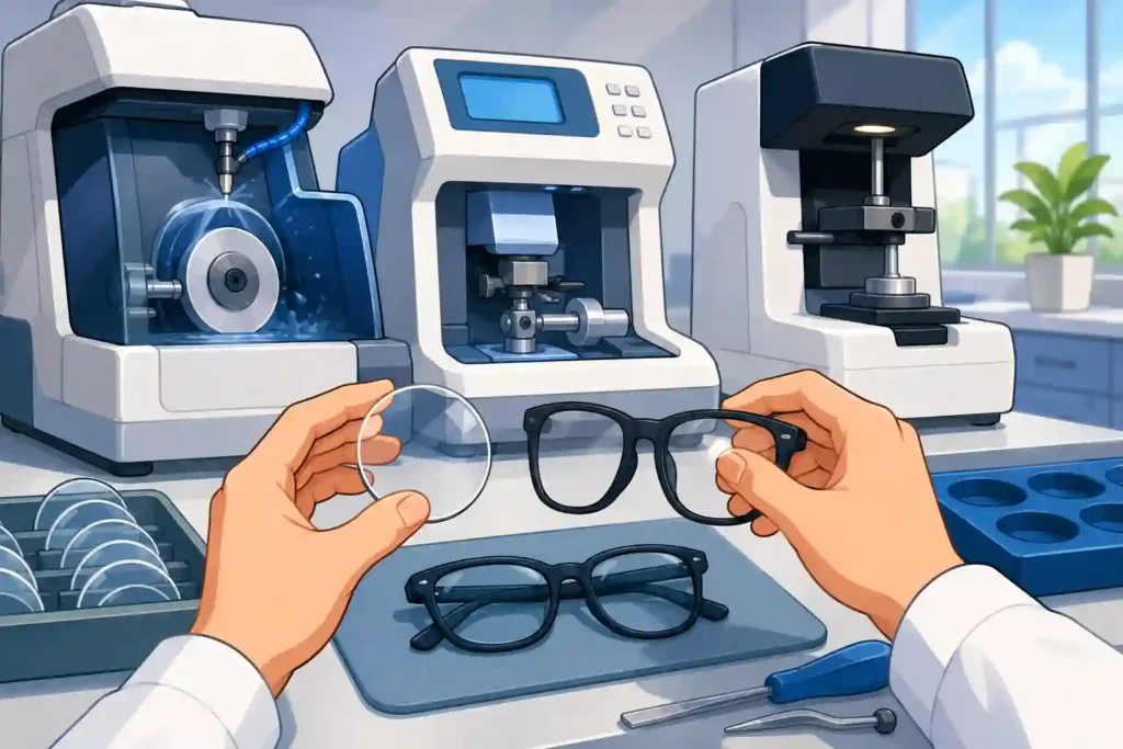 Optical Lab Finishing Process: Edging, Beveling, and Mounting Explained