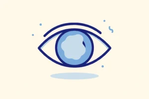 Olho com cristalino opaco ilustrando catarata