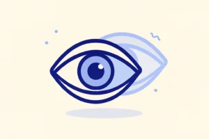Eye with a ghosted duplicate image illustrating double vision