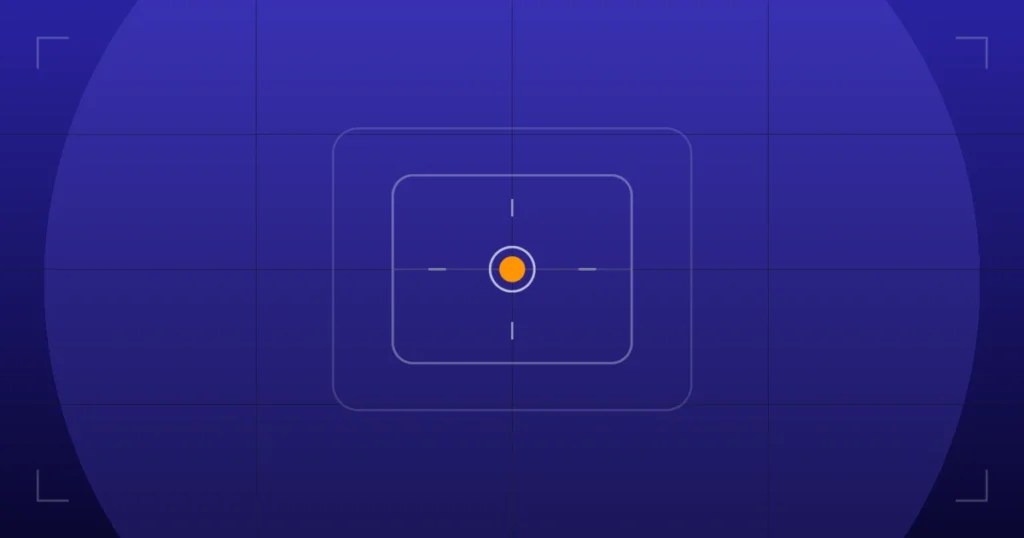 Abstract technical illustration of an eyeglass lens tolerance check: a value marker centered inside nested ANSI Z80.1 tolerance windows on a deep indigo grid.