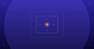 Abstract technical illustration of an eyeglass lens tolerance check: a value marker centered inside nested ANSI Z80.1 tolerance windows on a deep indigo grid.