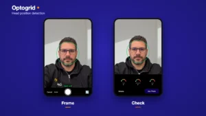 Optogrid head position detection: live camera ring and after-photo gauges
