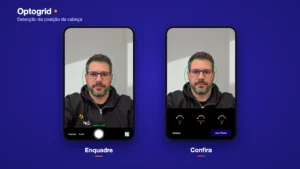 Detecção da posição da cabeça no Optogrid: anel ao vivo na câmera e indicadores depois da foto